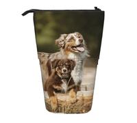 BYwenhopnbs Estuche para lápices de pie, Estuche telescópico para lápices, diseño de Perros pastores australianos, Perros Aussie Brown