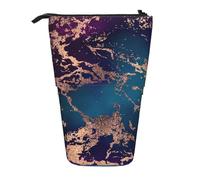 BYwenhopnbs Estuche para lápices telescópico con Base de mármol, decoración de Lujo en Morado Oscuro, Verde Azulado y Dorado.