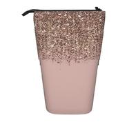 BYwenhopnbs Estuche para lápices telescópico con Base de pie, Color Topo, Rosa Rubor, Rosa, Bronce, Dorado y Brillo Glam.