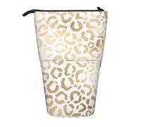 BYwenhopnbs Estuche para lápices telescópico Elegante con diseño de Leopardo y Guepardo, Color Dorado y Blanco
