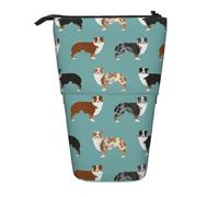 BYwenhopnbs Estuche para lápices Vertical con diseño de pastores australianos, Estuche telescópico para lápices