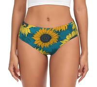 BYwenhopnbs Girasoles amarillos sobre fondo azul, ropa interior cómoda y suave para mujer, multicolor, XS