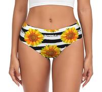 BYwenhopnbs Girasoles sobre Fondo de Rayas Blancas y Negras. Calzoncillos de Soporte para Mujer, cómodos y Suaves.