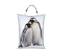 BYwenhopnbs Hay dos pingüinos de pie uno al lado del otro. Bolsa de lavandería, bolsas impermeables de viaje, bolsa de lavado con cremallera.