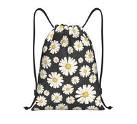 BYwenhopnbs Hermosa bolsa con cordón y estampado de margaritas blancas, mochila ligera para gimnasio para hombres y mujeres.