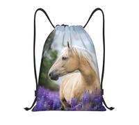 BYwenhopnbs Hermosa mochila ligera con cordón y estampado de caballo Palomino color lavanda para gimnasio, ideal para hombres y mujeres.
