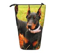 BYwenhopnbs Hermoso Estuche para lápices de pie con diseño de Doberman otoñal, Estuche telescópico para lápices