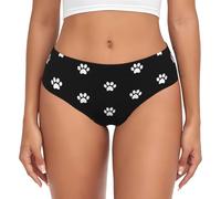 BYwenhopnbs Huellas de perro blanco sobre fondo negro, calzoncillos de apoyo para mujer, ropa interior cómoda y suave para mujer, multicolor, L