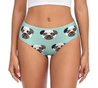 BYwenhopnbs Ilustración de Cachorro Azul de Pug, patrón Infantil, Calzoncillos de Soporte para Mujer, Bolsa, Ropa Interior Suave y cómoda para Mujer