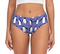 BYwenhopnbs Lindo pingüino Morado, Calzoncillos de Soporte para Mujer, Bolsa, Ropa Interior Suave y cómoda para Mujer