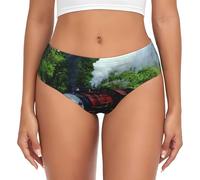 BYwenhopnbs Locomotora de Vapor Vintage con Tren y árboles. Calzoncillos de Soporte para Mujer, cómodos y Suaves.