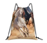 BYwenhopnbs Mochila con cordón para deportes de gimnasio, resistente al agua, para mujeres y hombres, con diseño de caballo salvaje corriendo contra una tormenta de arena.