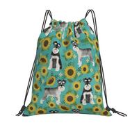 BYwenhopnbs Mochila con cordón para deportes, gimnasio, resistente al agua, para mujeres y hombres, con diseño de Schnauzer, girasoles, flores, primavera y verano