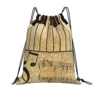 BYwenhopnbs Mochila con cordón para gimnasio, deportiva, resistente al agua, con diseño de notas musicales vintage de piano, para mujeres y hombres.
