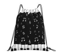 BYwenhopnbs Mochila con cordón para gimnasio, deportiva, resistente al agua, con diseño de notas musicales de piano, para mujeres y hombres.