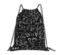 BYwenhopnbs Mochila con cordón para matemáticas, educativa, negra, para el regreso a clases, para deportes, gimnasio, resistente al agua, para mujeres y hombres.