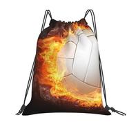 BYwenhopnbs Mochila con cordón para voleibol con diseño de llamas de fuego, ideal para deportes, gimnasio, resistente al agua, para mujeres y hombres.