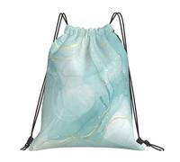 BYwenhopnbs Mochila deportiva con cordón de mármol verde menta pastel, resistente al agua, para gimnasio, para mujeres y hombres.