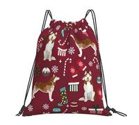 BYwenhopnbs Mochila deportiva con cordón, diseño de perro husky, bastones de caramelo, medias, color rojo rubí, resistente al agua, para hombre y mujer.