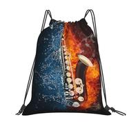 BYwenhopnbs Mochila deportiva con cordón para gimnasio, resistente al agua, para hombre y mujer, con diseño de saxofón en fuego y agua