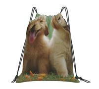 BYwenhopnbs Mochila deportiva con cordón para gimnasio, resistente al agua, para mujeres y hombres, con diseño de cachorros de Labrador Retriever amarillo