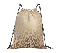 BYwenhopnbs Mochila deportiva con cordón, resistente al agua, de acero metalizado rosa dorado con estampado de leopardo y piel de animal, ideal para gimnasio, para mujer y hombre.