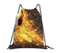 BYwenhopnbs Mochila deportiva con cordón, resistente al agua, para gimnasio, con diseño de balón de fútbol en llamas. Ideal para mujeres y hombres.