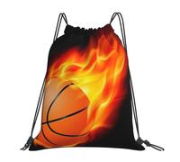 BYwenhopnbs Mochila deportiva con cordón y diseño de baloncesto en llamas, resistente al agua, para gimnasio, para mujeres y hombres.