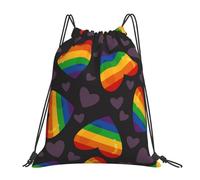 BYwenhopnbs Mochila deportiva con cordón y diseño de corazón arcoíris LGBT Pride Gay, resistente al agua, para gimnasio, para mujeres y hombres