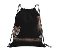BYwenhopnbs Mochila deportiva con cordón y diseño de león y tigre salvaje, resistente al agua, para gimnasio, para mujeres y hombres.