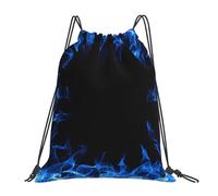 BYwenhopnbs Mochila deportiva con cordón y diseño de llamas azules en círculos, resistente al agua, para gimnasio, para mujeres y hombres.