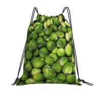 BYwenhopnbs Mochila deportiva con cordón y estampado de coles de Bruselas verdes, resistente al agua, para hombre y mujer.