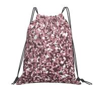 BYwenhopnbs Mochila deportiva con cordón y lentejuelas de oro rosa sobre fondo rosa abstracto, resistente al agua, para hombre y mujer.