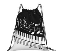 BYwenhopnbs Mochila deportiva con cordón y notas musicales, ideal para gimnasio, resistente al agua, para mujeres y hombres.