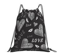 BYwenhopnbs Mochila deportiva con cordón y palabras de amor escritas a mano, resistente al agua, para gimnasio, para mujeres y hombres.