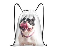 BYwenhopnbs Mochila ligera con cordón para gimnasio, ideal para hombres y mujeres, con diseño de bulldog francés y un perro curioso y feliz.