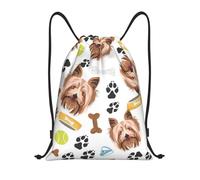 BYwenhopnbs Mochila ligera con cordón y diseño de Yorkshire Terrier con perro sonriente para gimnasio, ideal para hombres y mujeres.