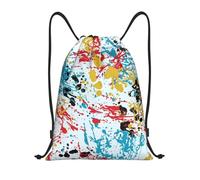 BYwenhopnbs Mochila ligera con cordón y estampado abstracto de salpicaduras de tinta para gimnasio, ideal para hombres y mujeres.