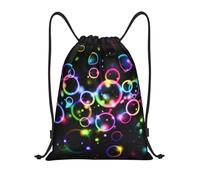 BYwenhopnbs Mochila ligera con cordón y estampado de burbujas arcoíris para gimnasio, ideal para hombres y mujeres.