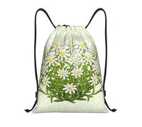 BYwenhopnbs Mochila ligera con cordón y estampado de flores de montaña suizas Edelweiss para gimnasio, ideal para hombres y mujeres.