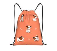 BYwenhopnbs Mochila ligera con cordón y estampado de Jack Russell Terrier de dibujos animados para gimnasio, ideal para hombres y mujeres.