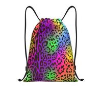 BYwenhopnbs Mochila ligera con cordón y estampado de jaguar arcoíris para gimnasio, ideal para hombres y mujeres.