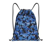 BYwenhopnbs Mochila ligera con cordón y estampado de orcas y ballenas asesinas para gimnasio, ideal para hombres y mujeres.