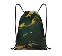 BYwenhopnbs Mochila ligera de gimnasio para hombres y mujeres, color verde esmeralda intenso, tonos tierra y mármol dorado.