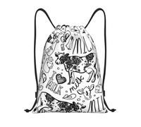 BYwenhopnbs Mochila ligera de gimnasio para hombres y mujeres con estampado de vaca y leche dibujada a mano.