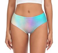 BYwenhopnbs Muy hermosa textura de arco iris holograma de lámina, calzoncillos de apoyo para mujer, ropa interior cómoda y suave para mujer, multicolor, S