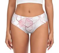 BYwenhopnbs Patrón geométrico sin Costuras con líneas Doradas Brillantes y mármol Rosa. Calzoncillos de Soporte para Mujer, Ropa Interior Suave y cómoda.