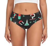 BYwenhopnbs Patrones verdes de química y ciencia, calzoncillos de apoyo para mujer, ropa interior cómoda y suave para mujer, multicolor, S