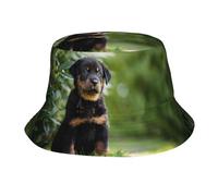 BYwenhopnbs Perros Pastor francés Beauceron Cachorro Negro Lindo Sombreros de Cubo para Hombre, Sombrero de Cubo Informal para Exteriores con protección UV