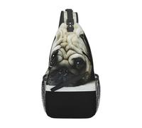 BYwenhopnbs Pug Perros tristes Perros Pug tristes Mascotas Pug Bolso bandolera para hombre Mochila pequeña de viaje para el hombro